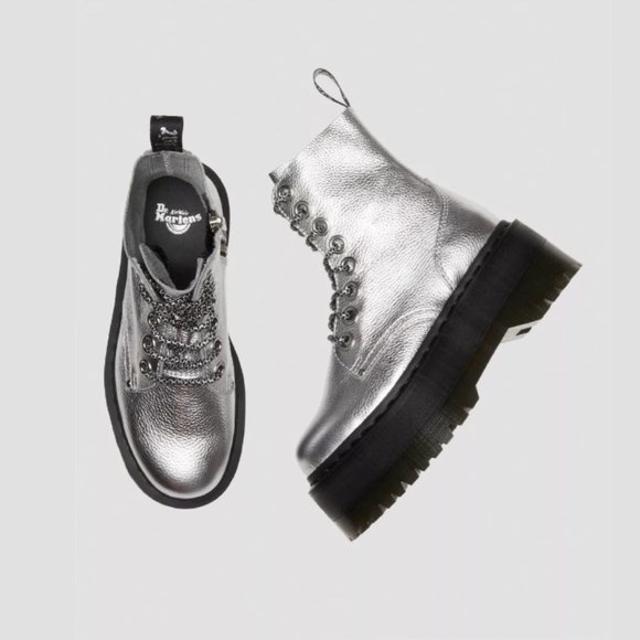 Silver Platform Lace-Up Boots - Picture 15 of 15